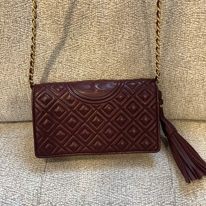 Burgundy Tory Burch Crossbody Bag